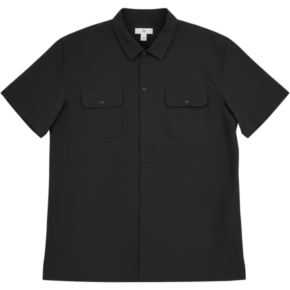 BP Nordstrom Utility Flap Pocket Button Up Shirt Men's XL Black Normcore EUC